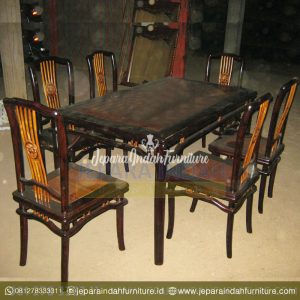 Meja Makan Jati Hongkong Set Kursi Makan