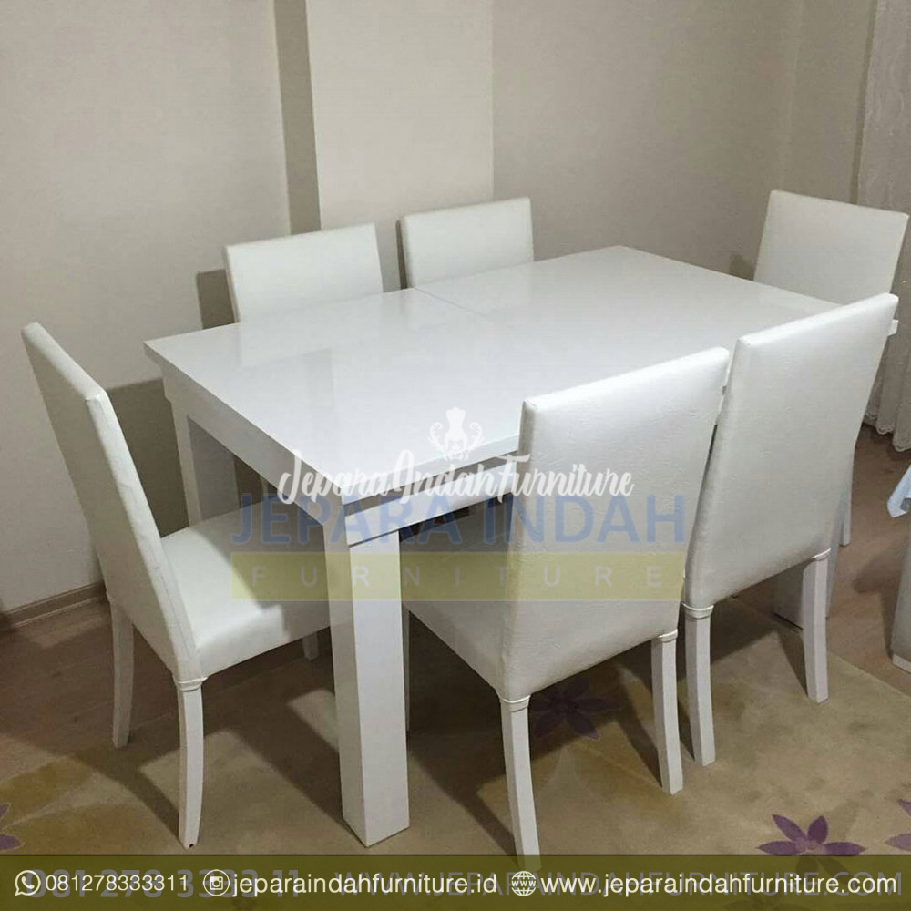 Meja Makan Set Kursi Bramble Cat Duco Putih