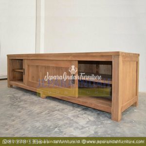 Almari Rak TV Jati Minimalis Pintu Sliding