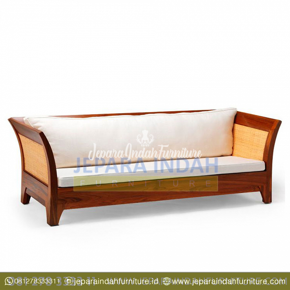 Sofa Jati Karmin Rattan 3 Dudukan Bantalan