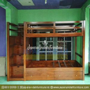Tempat Tidur Minimalis Kayu Jati Tingkat Untuk Anak