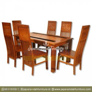 Meja Makan Seroja Kayu Jati