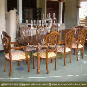 Meja Makan Set Kursi Ukiran Jati Model Prancis