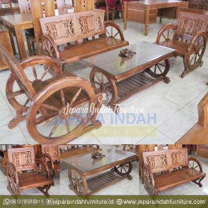 Kursi Tamu Roda Ukiran Kayu Jati Jepara