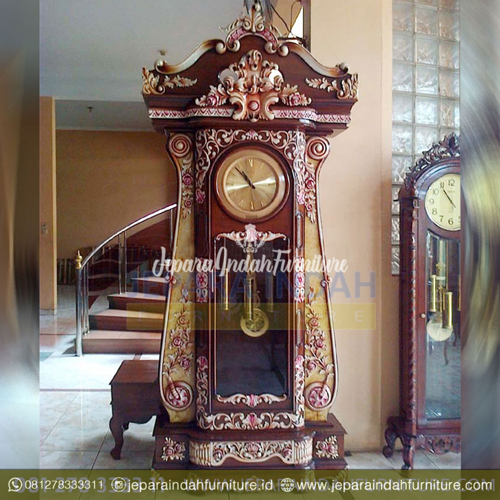 Jual Lemari Jam Hias Mahkota Jati Marmer Mewah