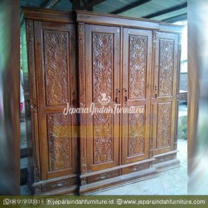 Jual Lemari Pakaian Antik Shania 4 Pintu Ukiran Jati