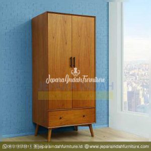 Jual Lemari Pakaian Minimalis Moderen Quanisha 2 Pintu Jati