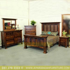 Jual Set Kamar Tidur Minimalis Andrea Kayu Jati Reclaimed