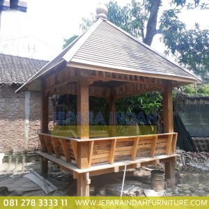 FTT GZB 013 Gazebo Kayu Jati Minimalis Modern Model Terbaru