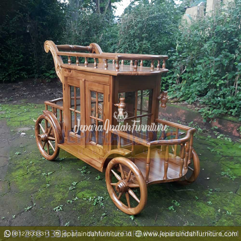 Harga Jual Meja Teh Model Trolley Ukir Jati