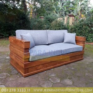 Sofa Jati Minimalis 2 Seater - Gambar 4