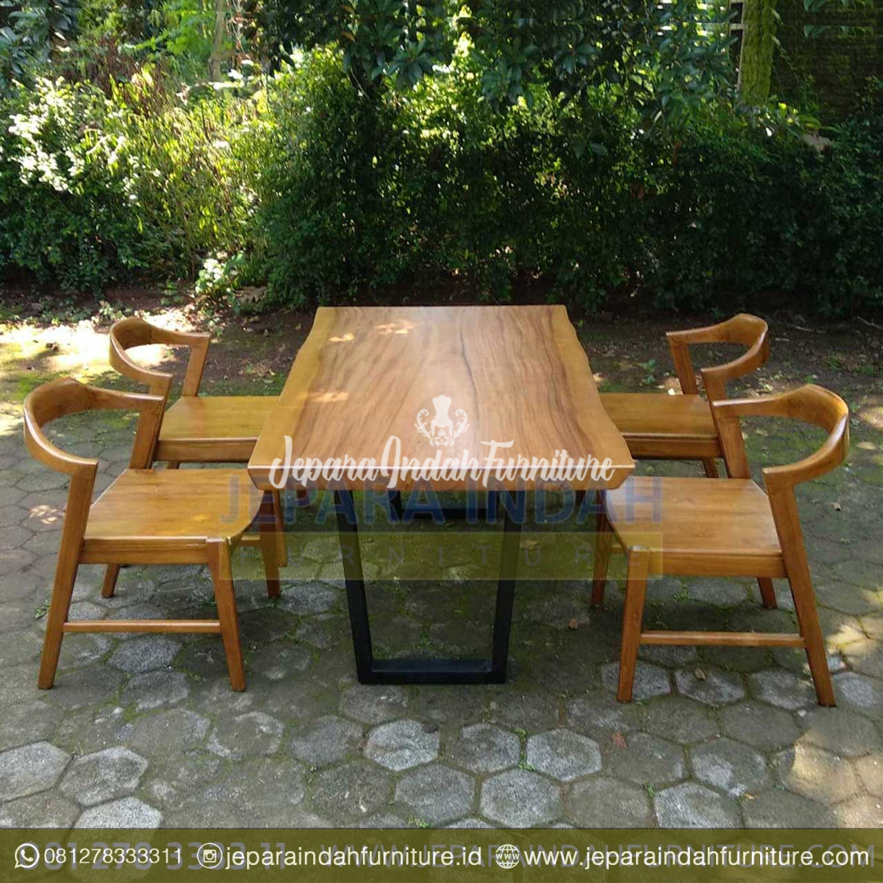 Harga Jual Set Meja Makan Industrial Kayu Jati