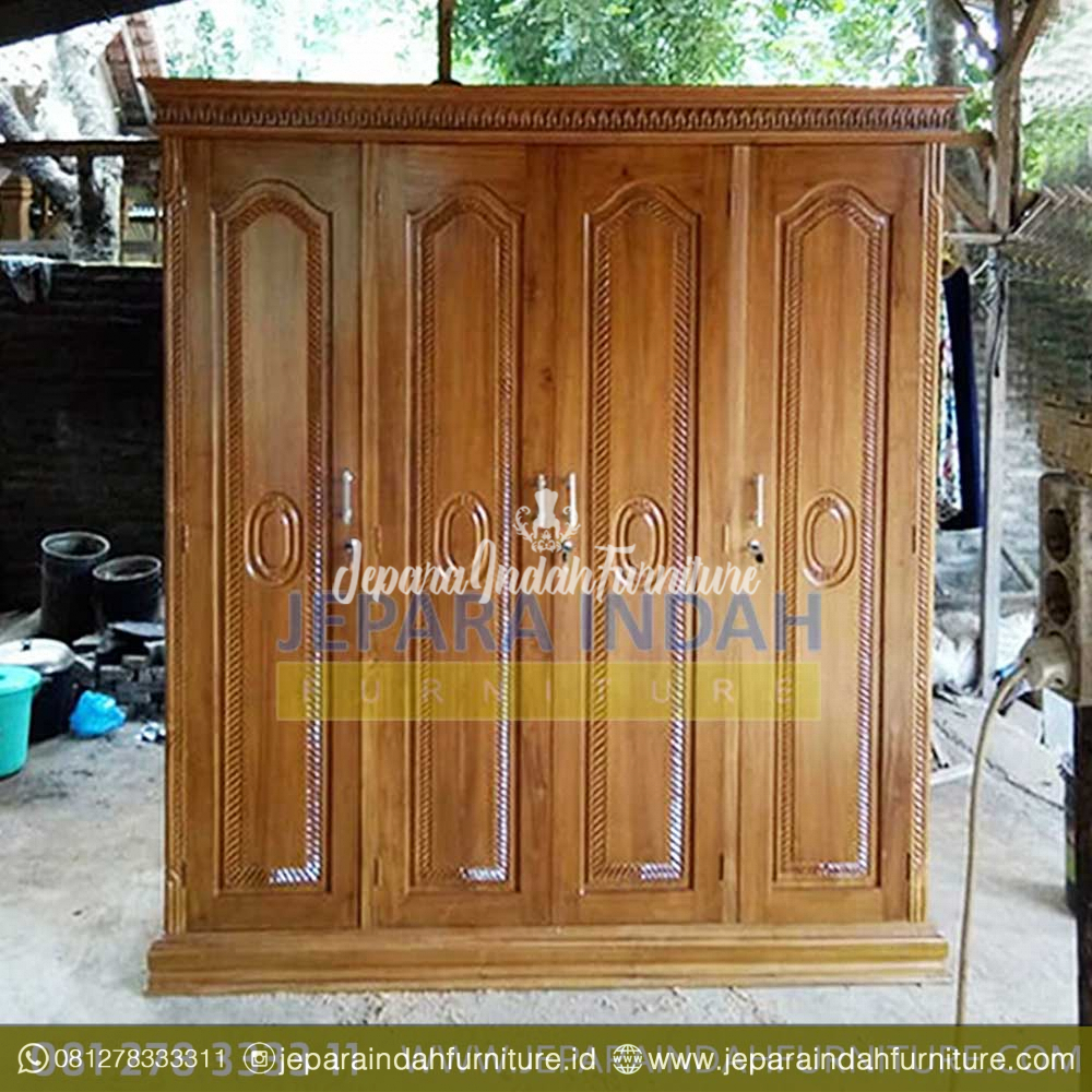 Pusat Jual Lemari Pakaian Jati Klasik 4 Pintu (BRF LMP 038)