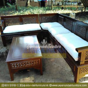 Harga Jual Kursi Tamu Sudut Jati Minimalis Kepang (LRF KTS 009)