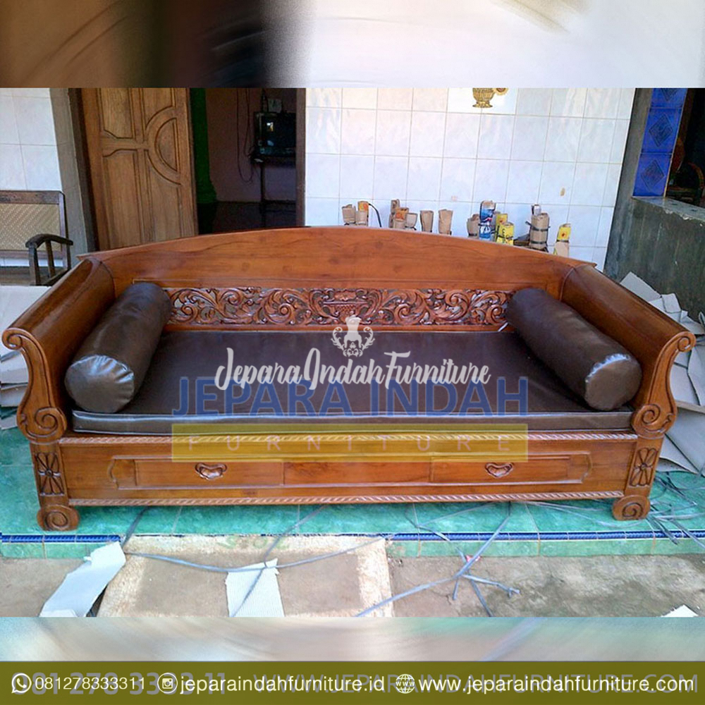 Harga Jual Bale-Bale Ukir Jati Indah 2 Laci (LRF SFB 015)