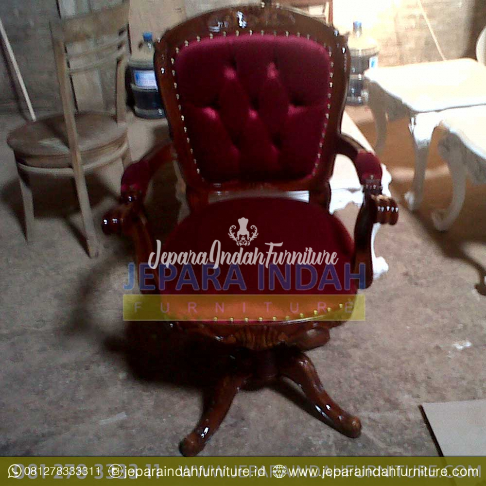 Pusat Jual Kursi Putar Ukir Kayu Jati (OFF KKK 004)