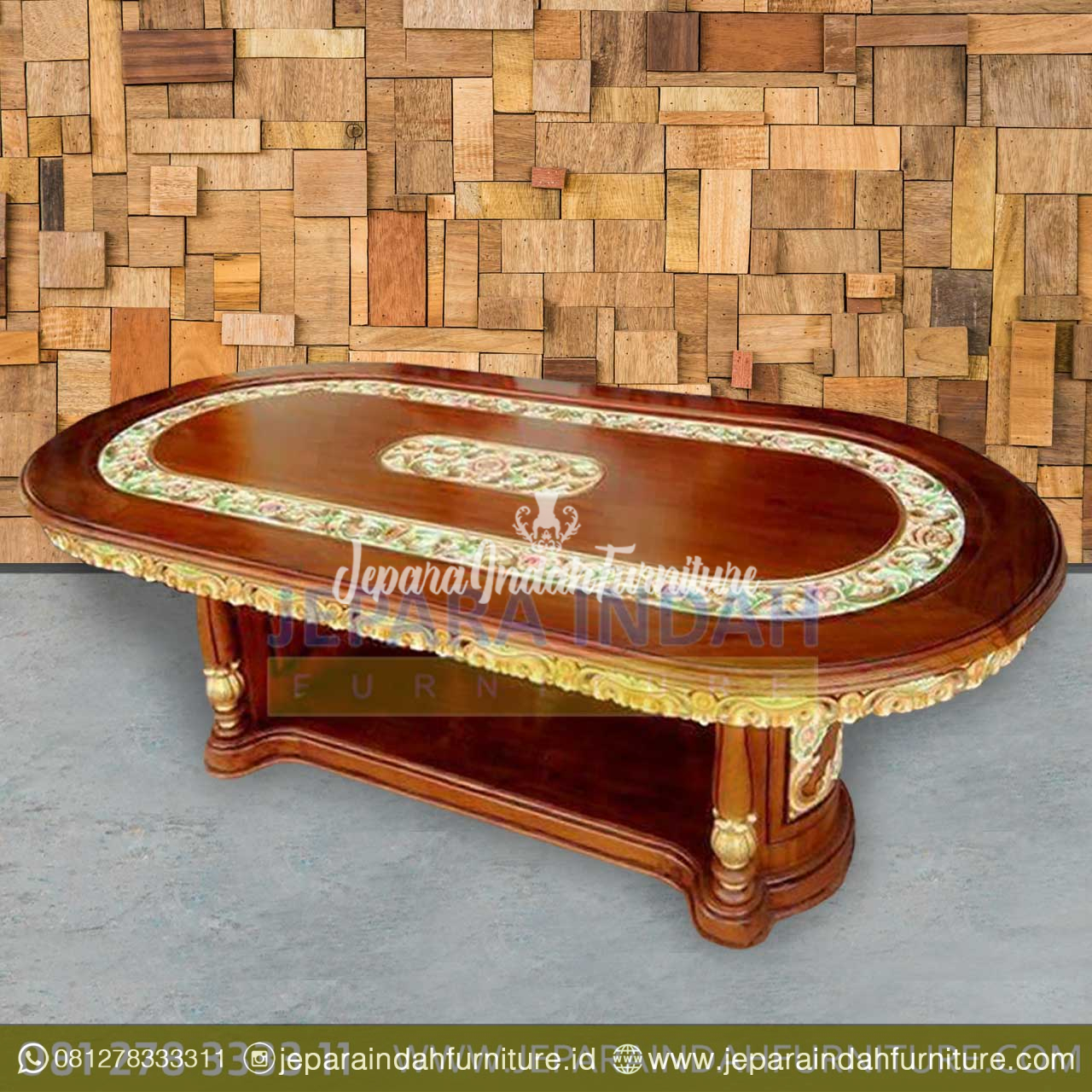 DRF MRM 001 Meja makan ukir jati