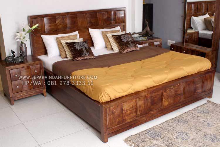 Set kamar tidur modern kayu jati model terbaru