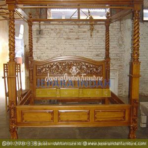 BRF DTT 014 Ranjang Kamar Tidur Rahwana Kanopi Ukir Jati Mewah