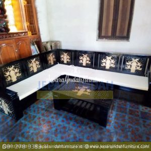 LRF KTS 010 Kursi Tamu Sudut Kayu Jati Klasik Warna Hitam