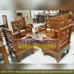 LRF SKT 034 Set Kursi Tamu Kayu Jati Model Donat Terbaru