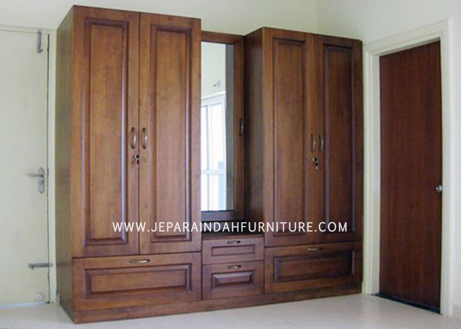 Lemari Pakaian Minimalis Kayu Jati Moderen