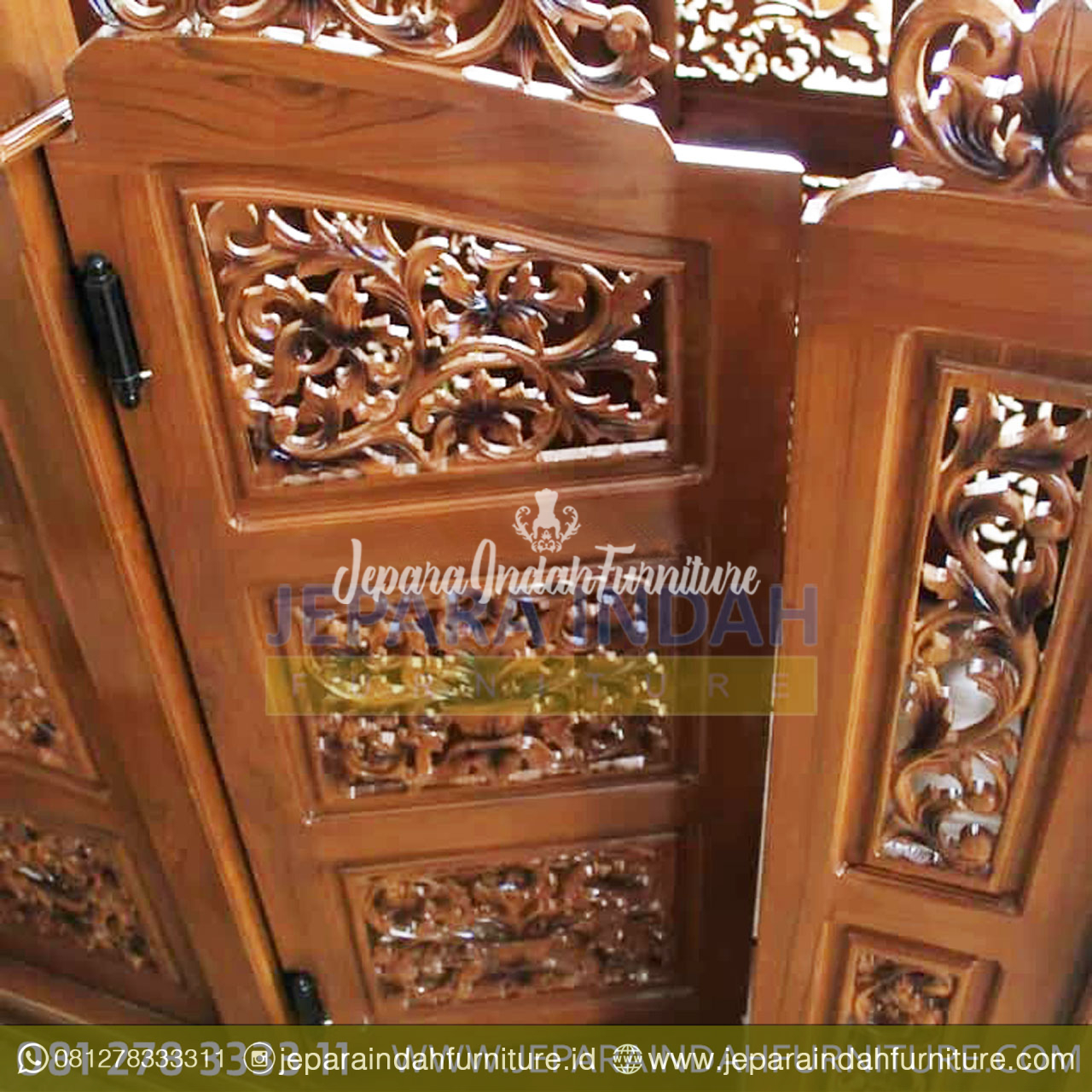 Mimbar Masjid Kayu Jati Ukir Mewah - Gambar 3