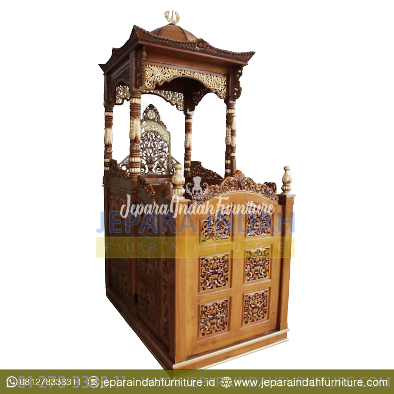 Mimbar Masjid Kayu Jati Ukir Mewah