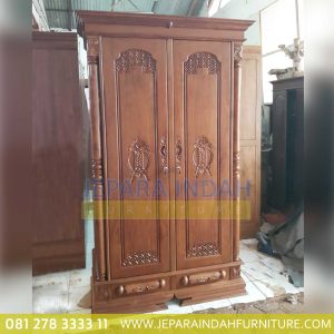 BRF LMP 042 Lemari Pakaian Ukir Jati Peluru 2 Pintu Modifikasi