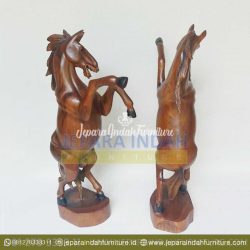HDC AHR 001 Patung Kuda Jingkrak Kayu Jati Untuk Hiasan Rumah
