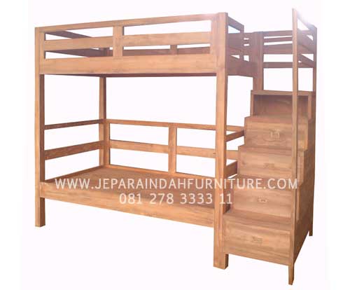 Tempat Tidur Minimalis Susun Tingkat (Bunk Beds) Kayu Jati