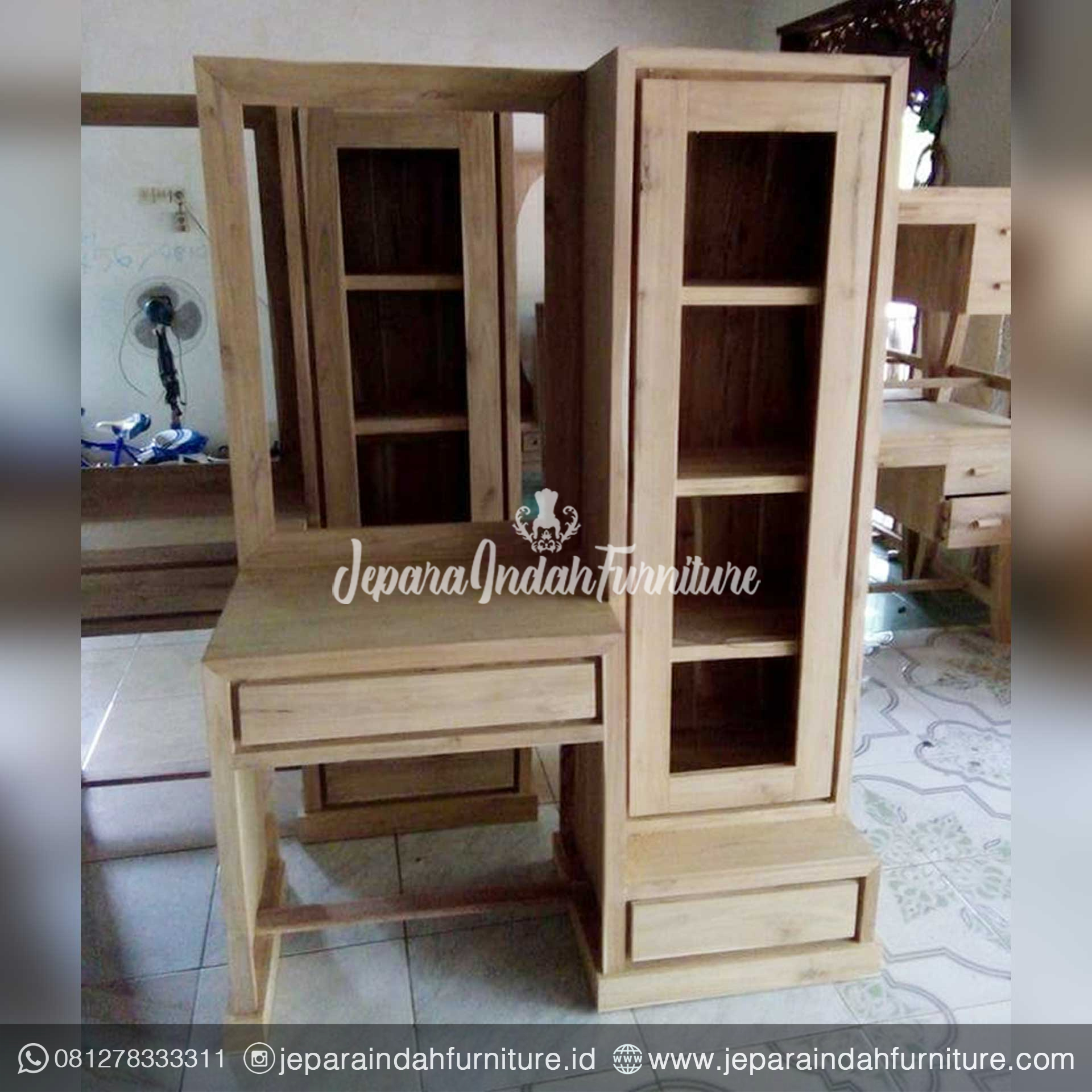 Meja Rias Minimalis Modern Kayu Jati Jepara - Gambar 2