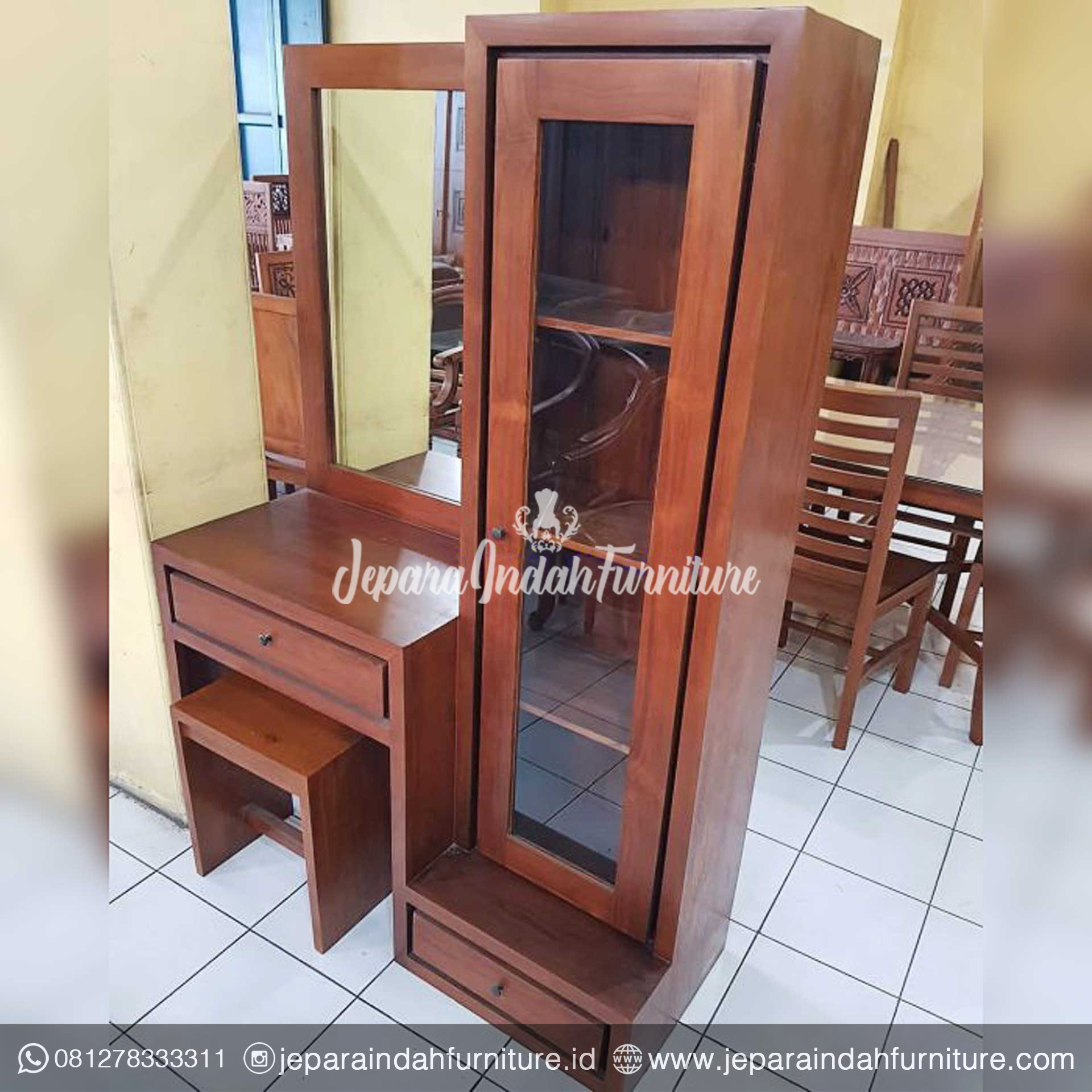 Meja Rias Minimalis Modern Kayu Jati Jepara